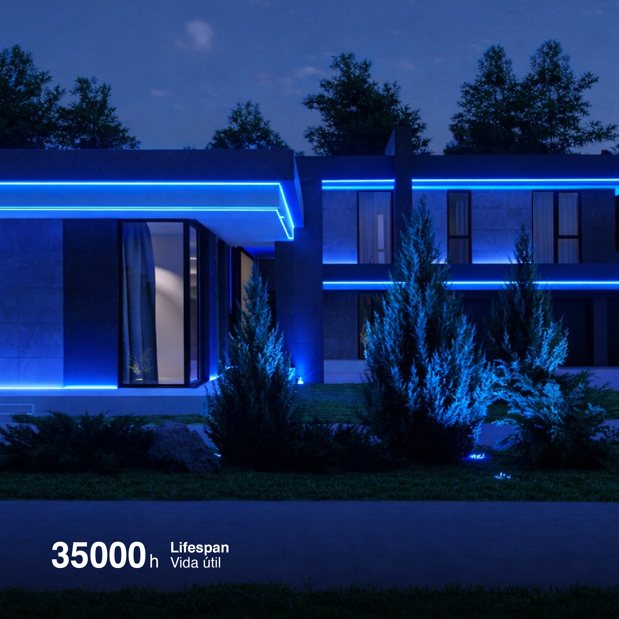 Tira LED COB 24V 11W/m Azul 176lm/m, 8mm, IP68, 5m