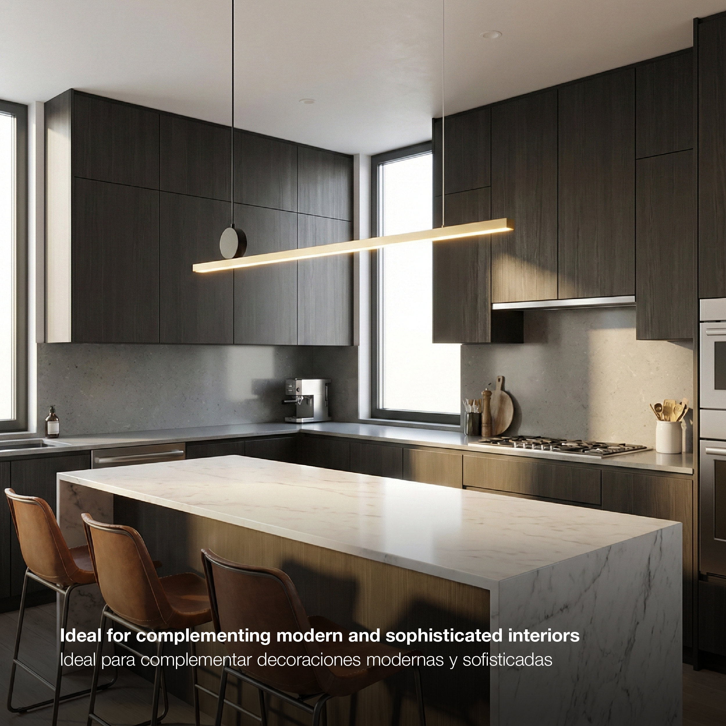 Lámpara LED Suspendida Cobre Ø1,18cm, 72W Blanco Cálido 3000K, 2448lm