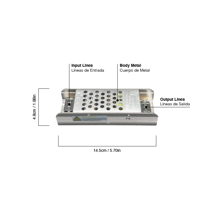 Fuente de Alimentación Dimerizable TRIAC & 0-10v, 12V 5A 60W, Interior
