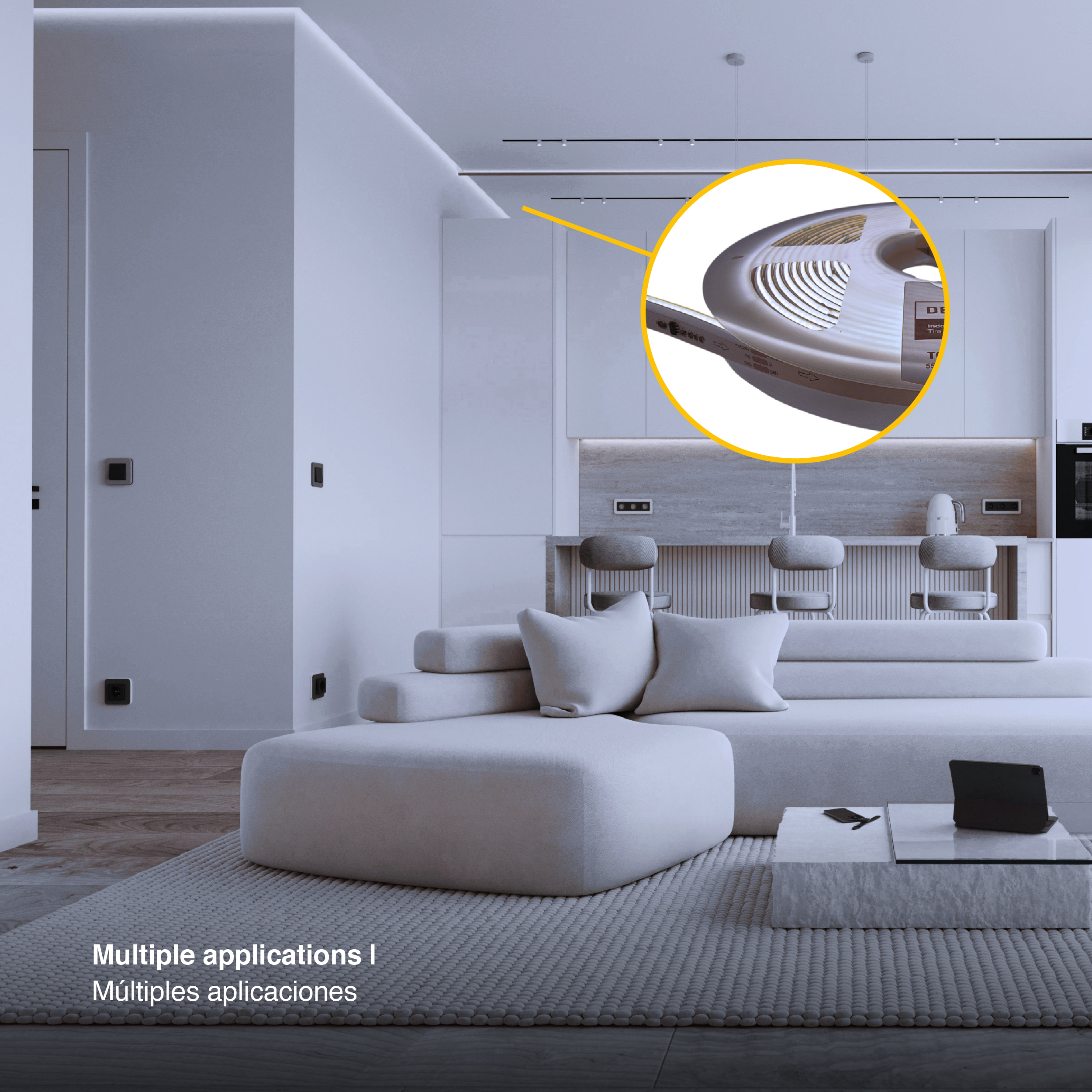 Tira LED COB Programable IC Pixel 24V 11W/m Blanco Frío 420LEDs/m, 10mm PCB x5m