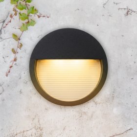 Aplique LED Exterior de Pared Redondo 12cm 6W IP65 Blanco Cálido 220V Negro