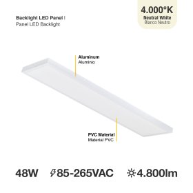 Panel BACKLIGHT LED 48W, 30 x 120cm, 48W, blanco neutro, Aplicar