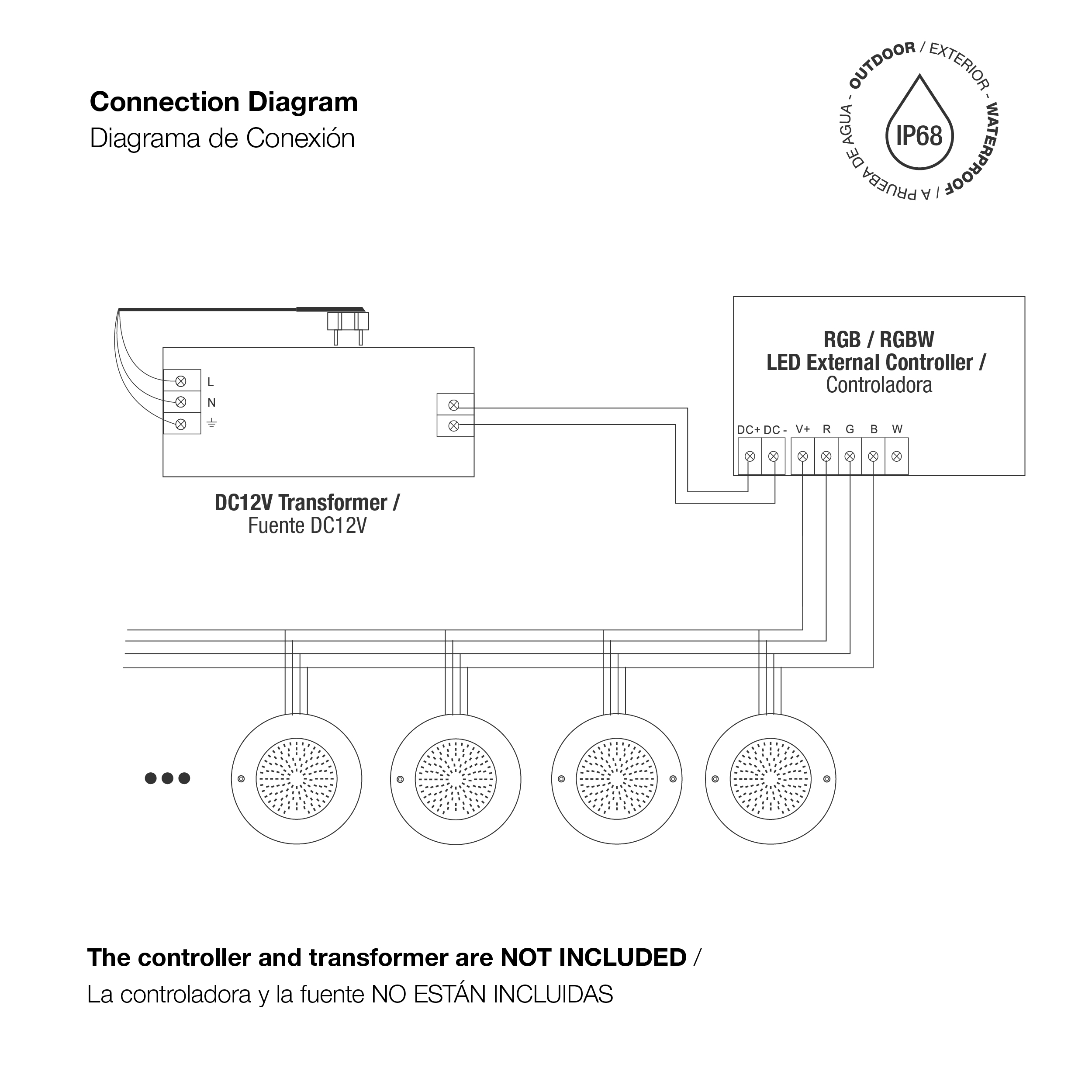 Luminaria para Pileta IP68 ø100mm Blanco Frío 10W