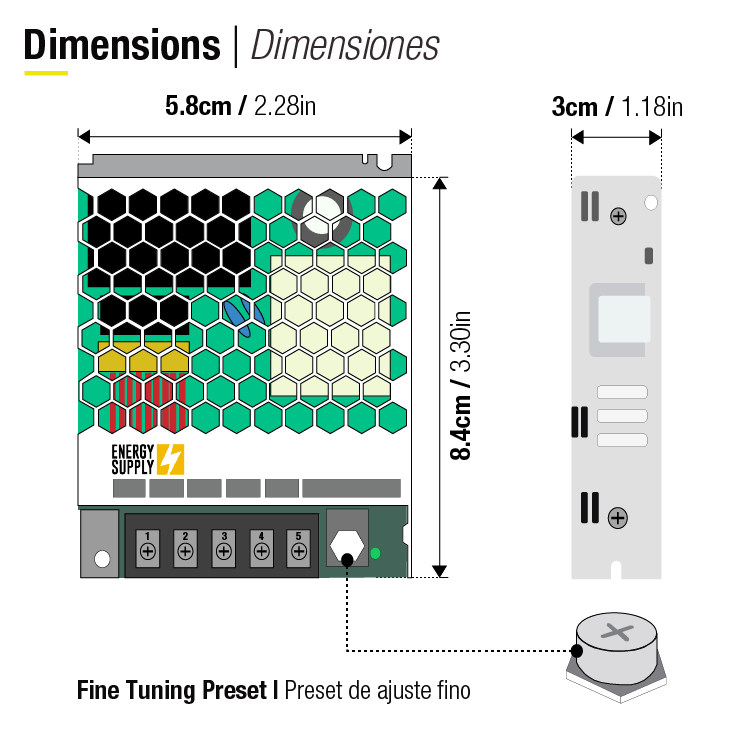 Fuente de Alimentación Switching Metalica 12V 36W 3A - Interior