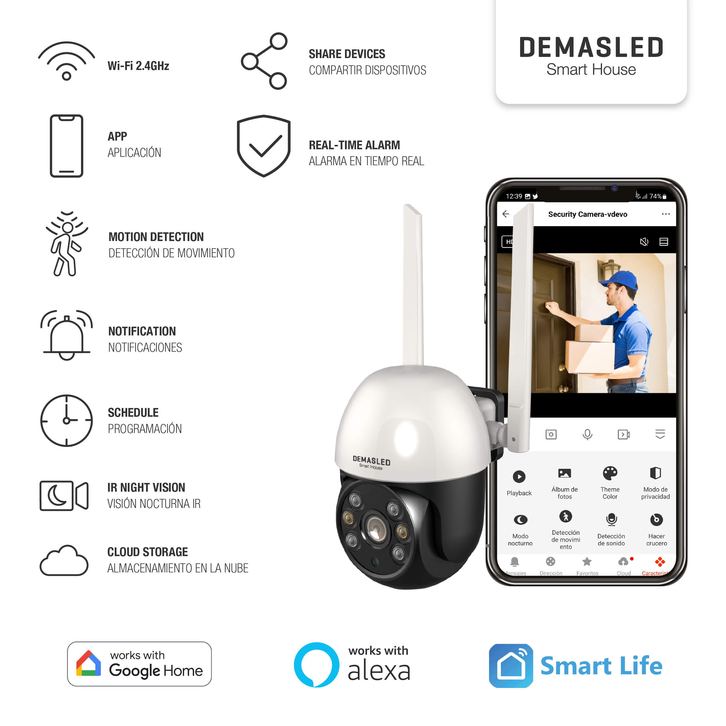 Cámara Domo Smart WiFi de Exterior Full HD 1296p 2.4Ghz 