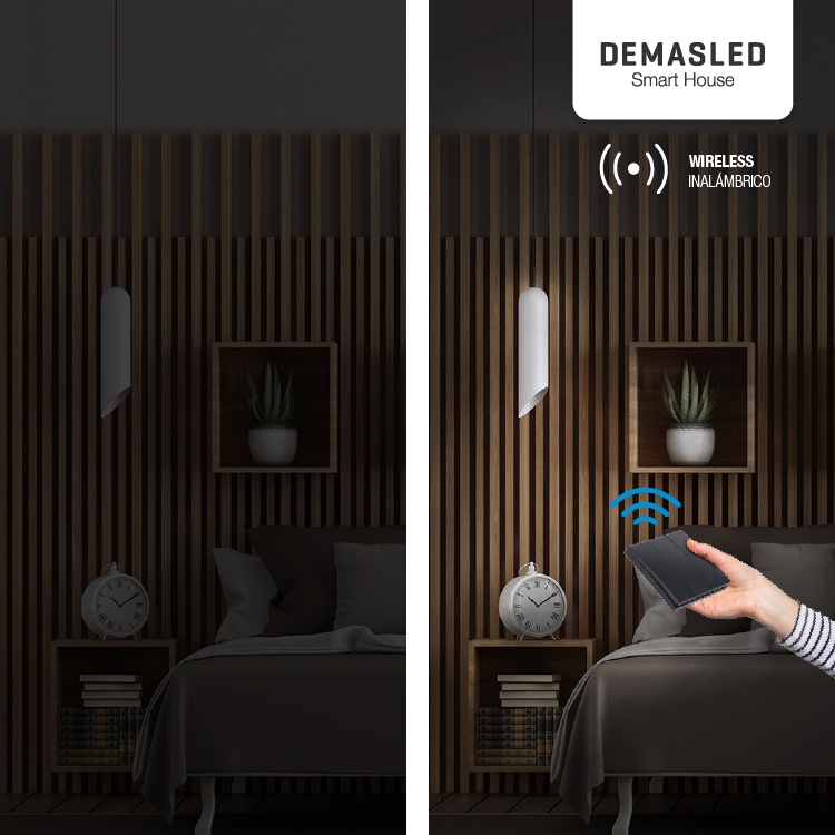 Tecla inalámbrica  RF, 3 Efectos Smart House, Negro