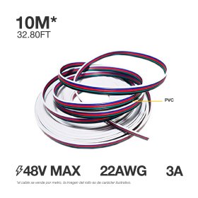 Cable 5 polos de 0.6mm RGBW - 5x0.6mm (22AWG) - 48V Máx. x10m