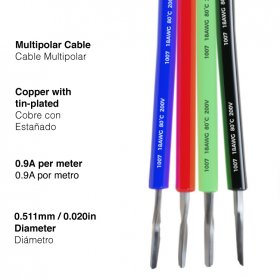 Cable 4 polos de 0.5mm RGB  - 4x0.5mm (24AWG) - x1m ,48V Máx.