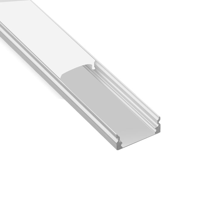 Perfil de Aluminio Flat 17x7mm Anodizado, Cover Opal Blanco x2m
