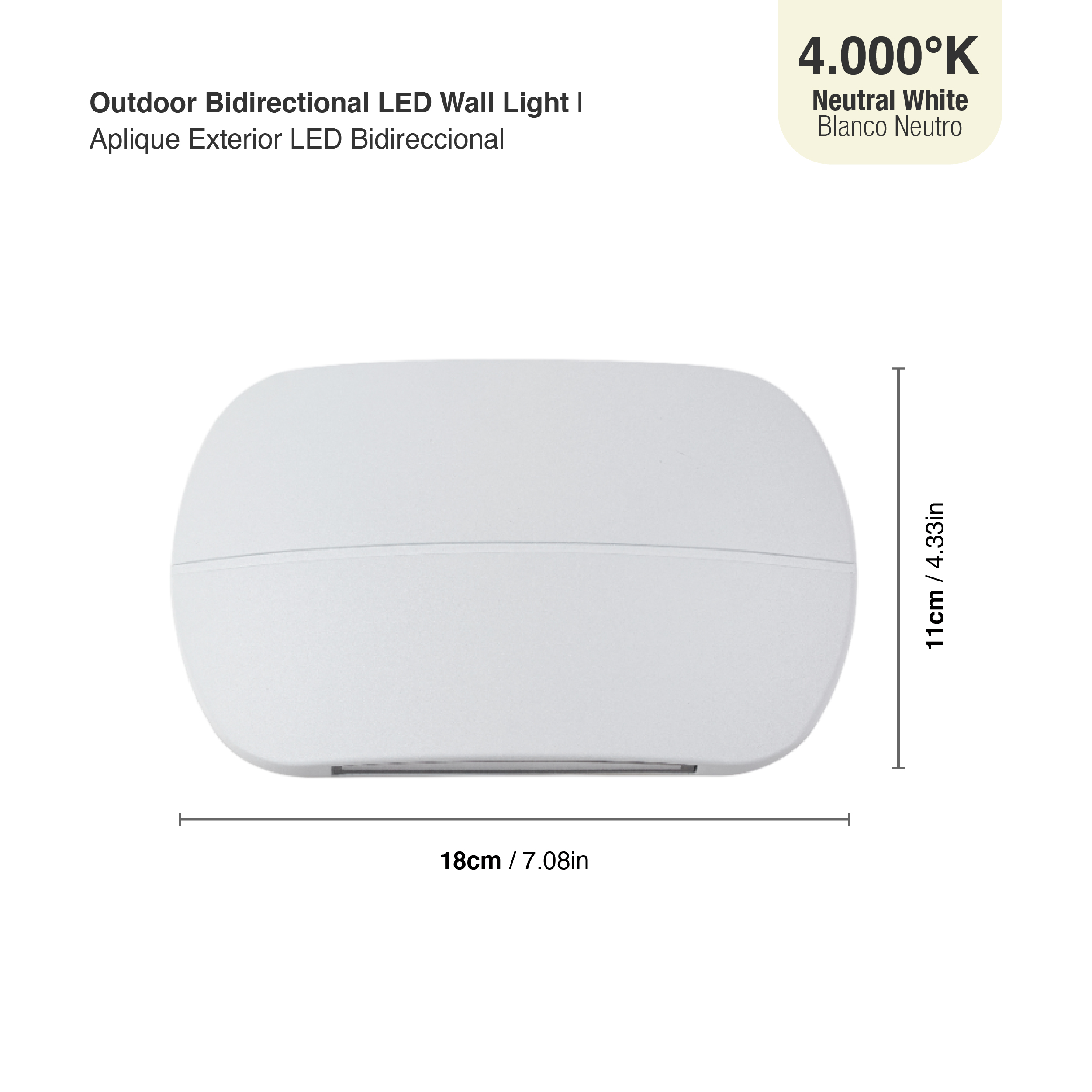 Aplique Exterior LED Bidireccional Blanco 10W Blanco Neutro 85-265V