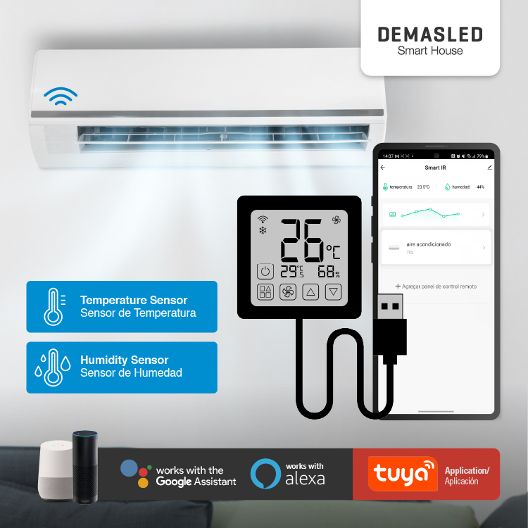 Termostato Digital de Ambiente con Pantalla Táctil Smart WiFi + IR, Negro