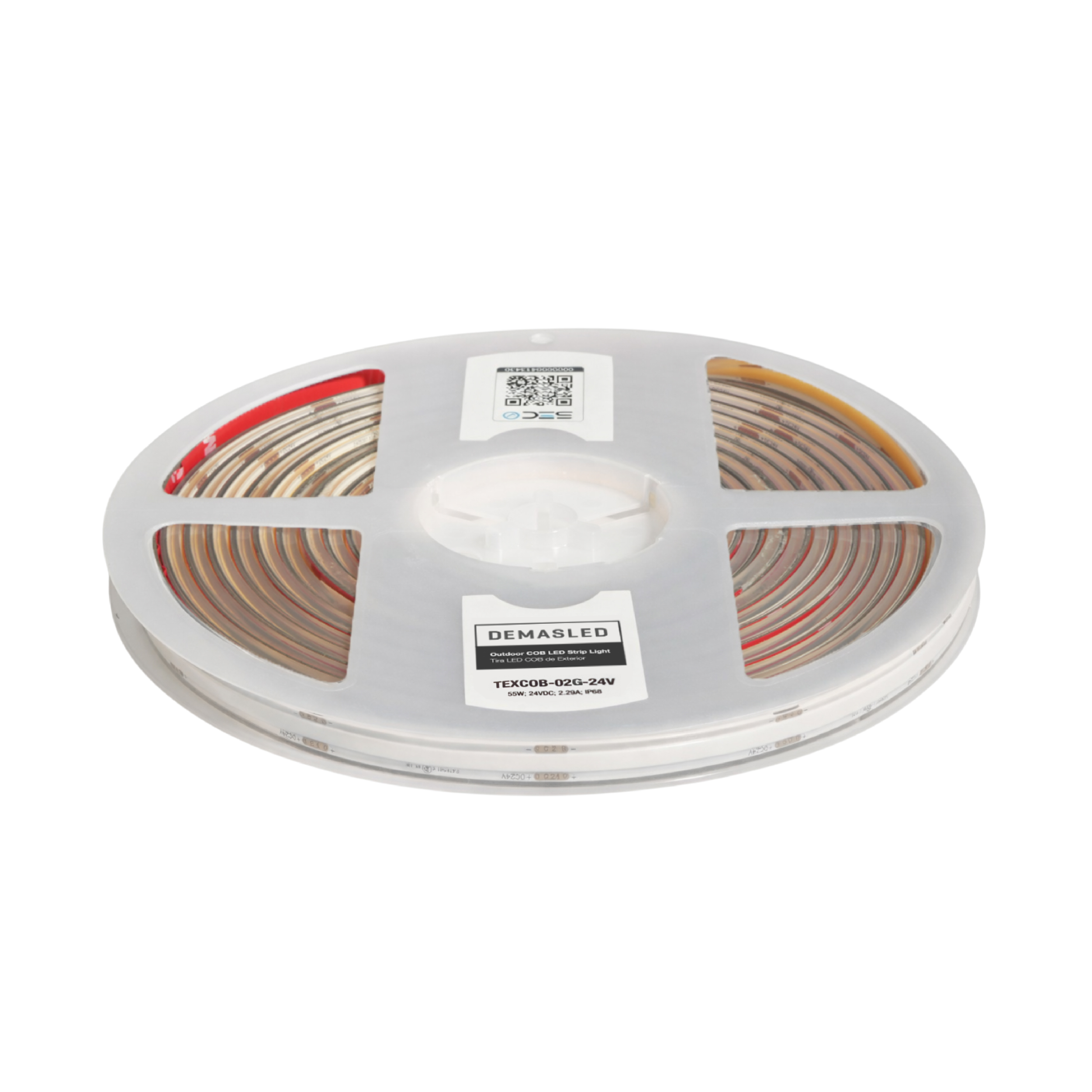 Tira LED COB 24V 11W/m Verde 1210lm/m, 8mm, IP68, 5m