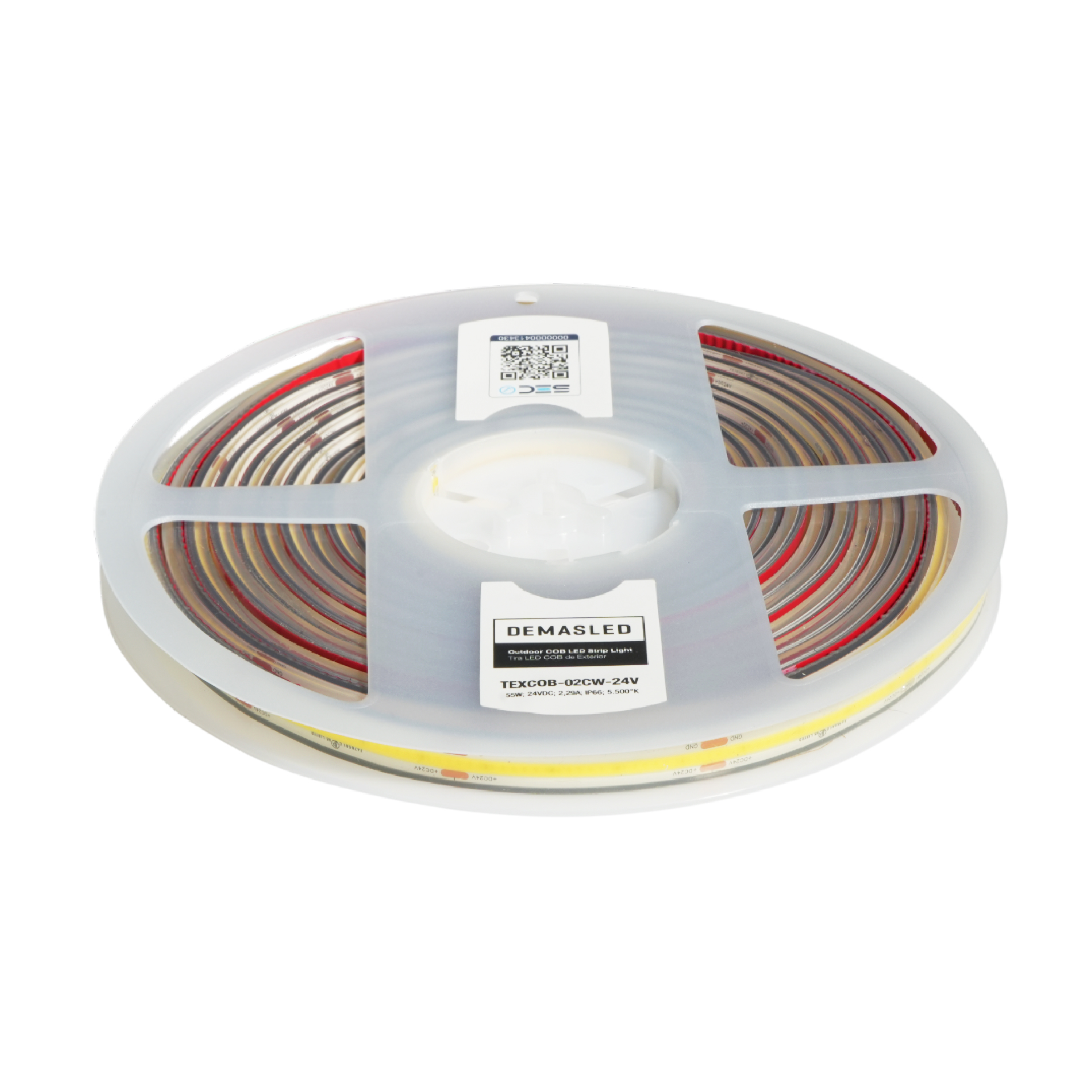 Tira LED COB 24V 11W/m Blanco Frío 1071lm/m 480LEDs/m 11mm IP68, 5m