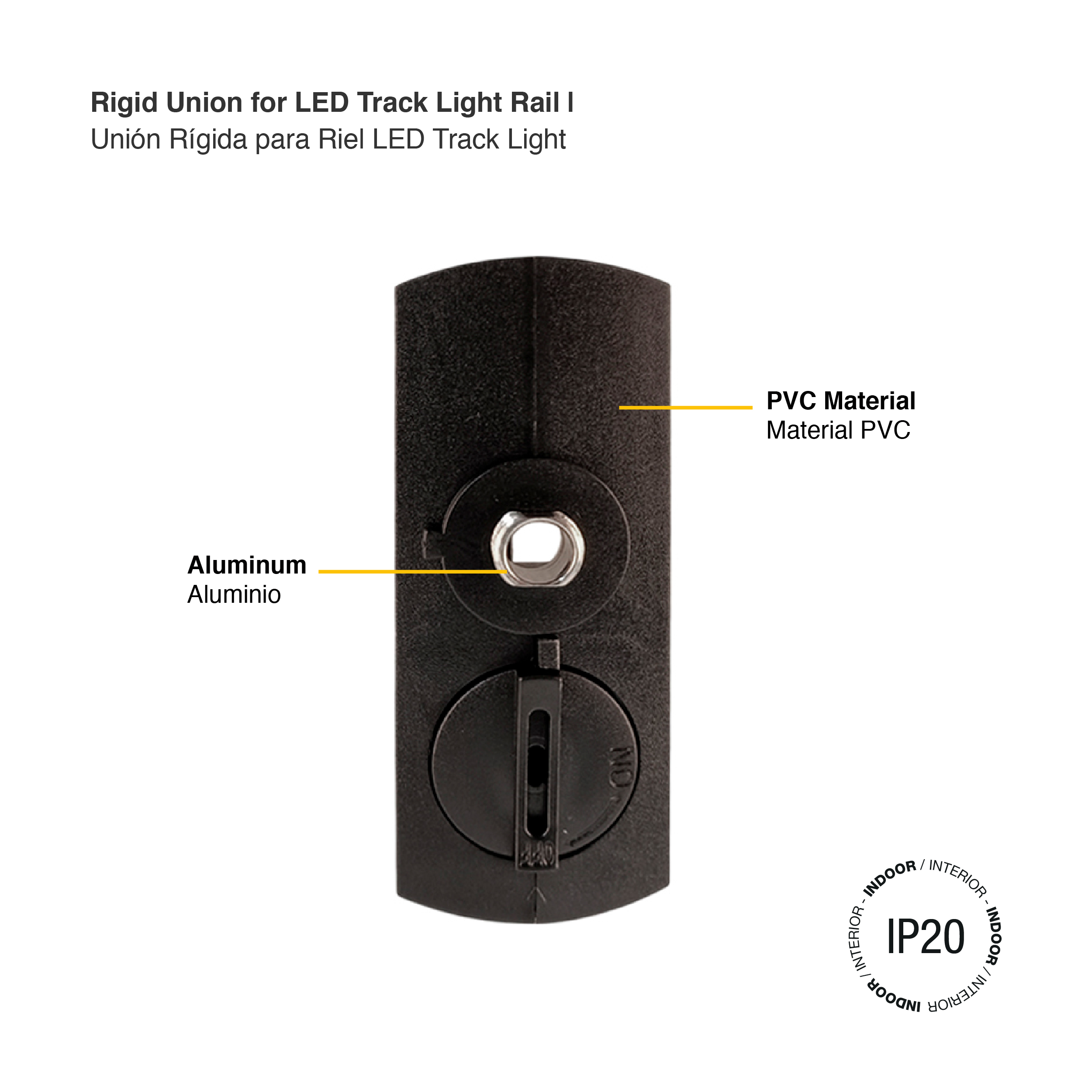 Adaptador para Riel LED Track Light Negro 