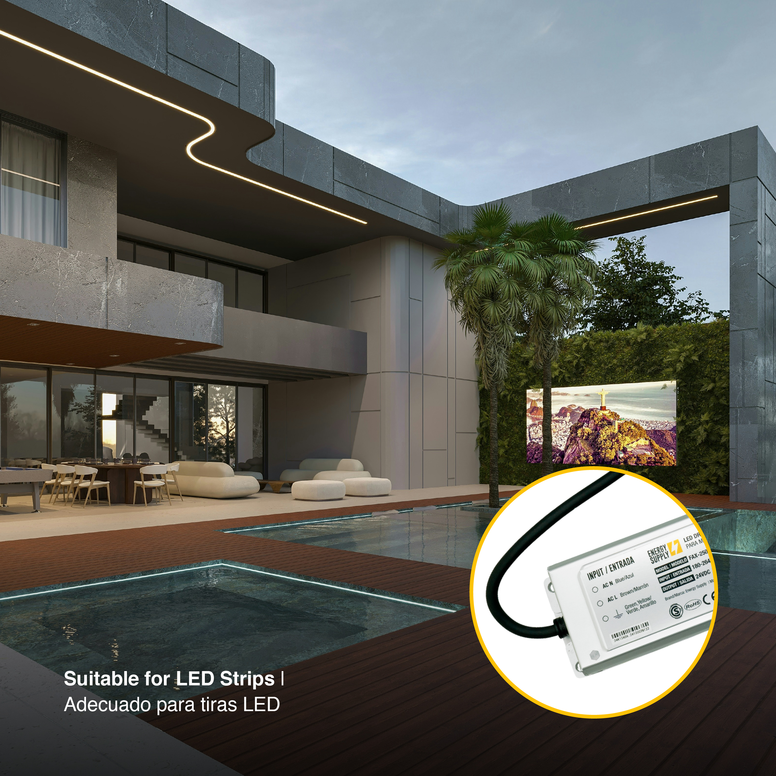 Fuente Switching 24V 10A 250W 90-264VAC Exterior IP67