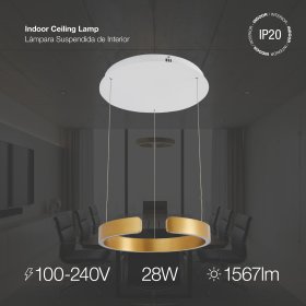 Lámpara LED Suspendida Oro Rosa, Ø40x52cm, 28W CCT Variable 3000-6500K
