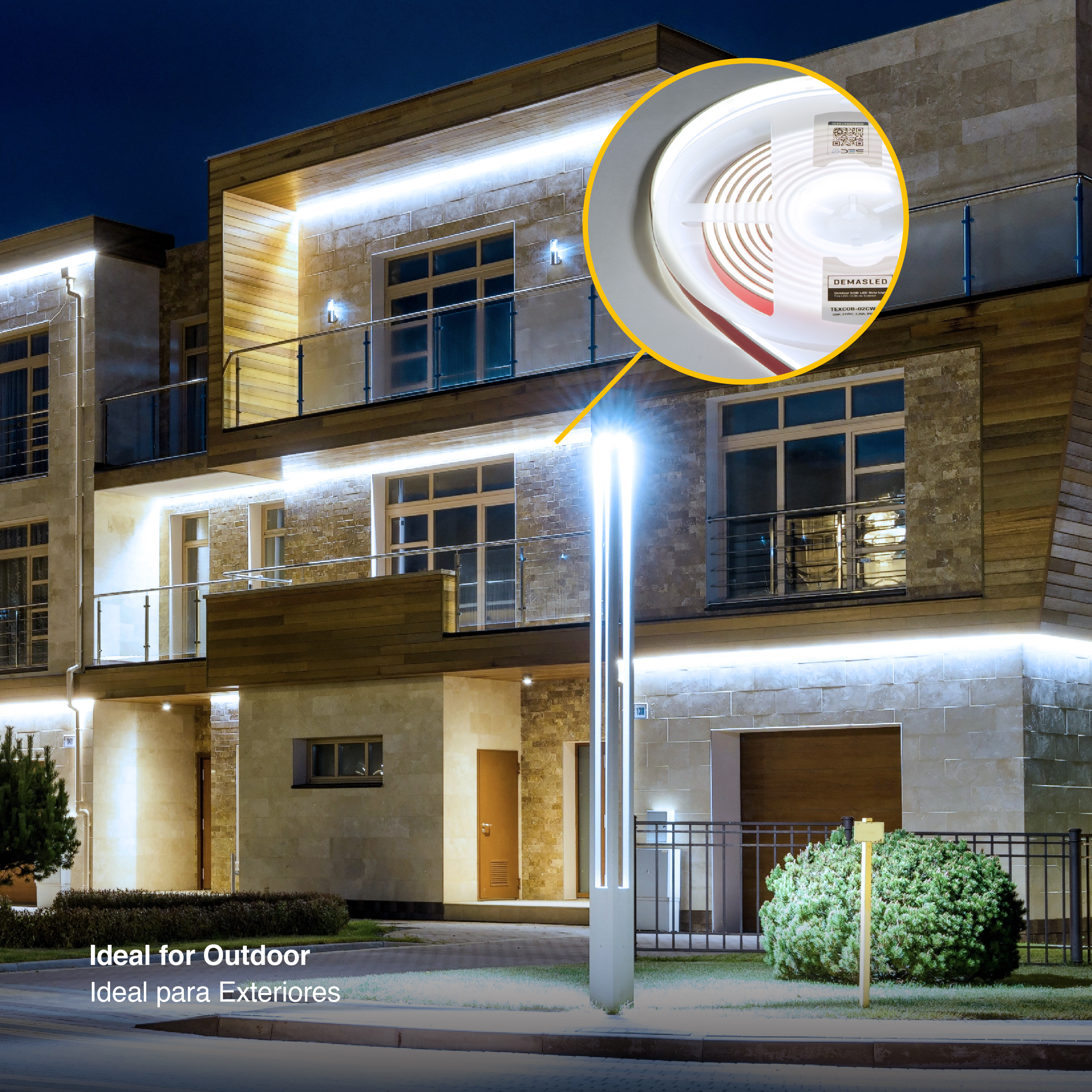 Tira LED COB 24V 11W/m Blanco Frío 1071lm/m 480LEDs/m 11mm IP68, 5m