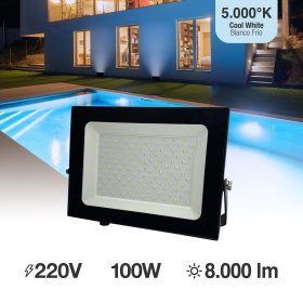 Reflector LED de Exteriores IP65, 100W 8.500lm Blanco Frio, 220-240Vac