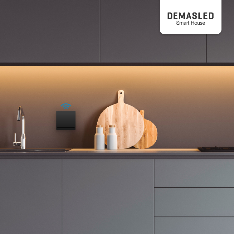 Tecla inalámbrica RF, 1 Efecto Smart House, Negro