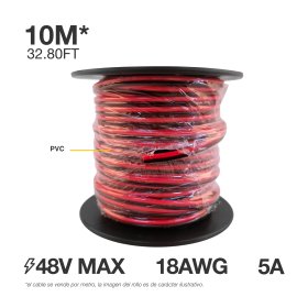Cable 2 polos de 1mm NR, 2x1mm (18AWG) 48V Máx. x10m