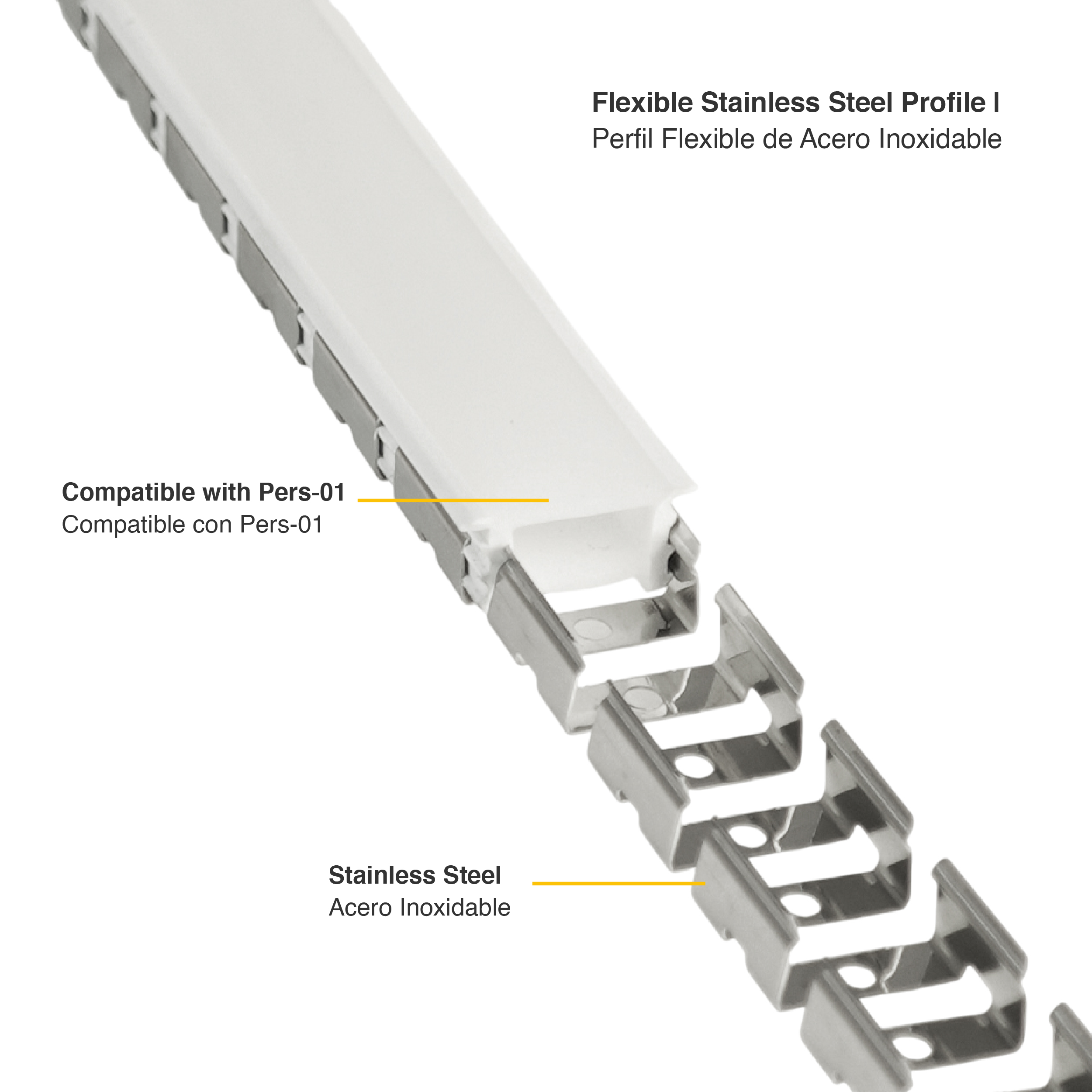 Perfil Flexible de Acero Inoxidable para pers-01 x10m