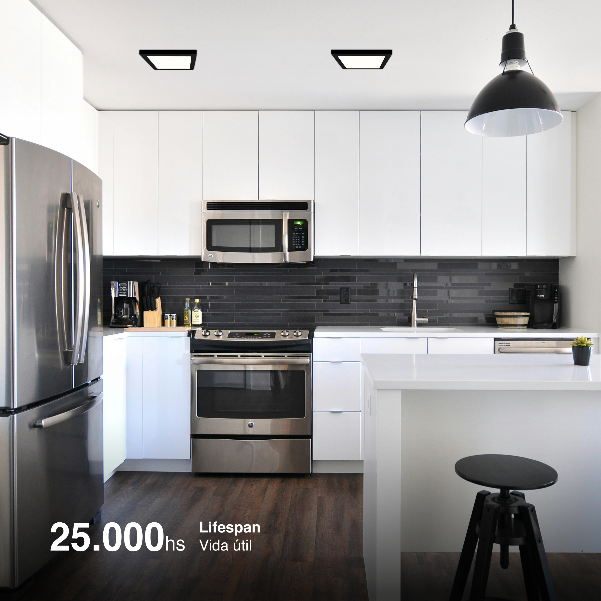 Plafón LED cuadrado negro de 21,3x21,3cm 18W 1440lm Neutro, de aplicar