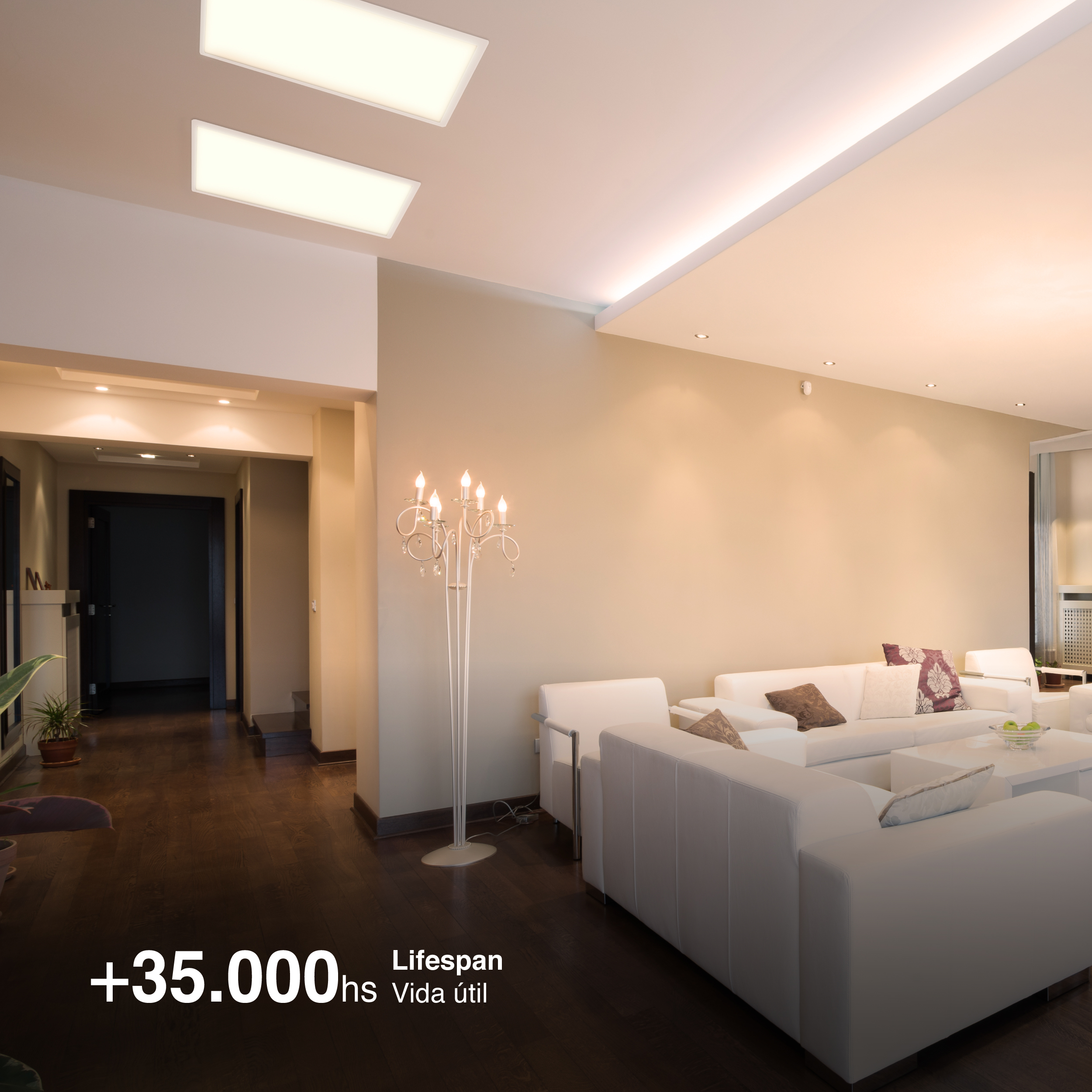 Panel LED BACKLIGHT de 60x60x3,8cm 48W 4800lm Blanco Cálido, de aplicar