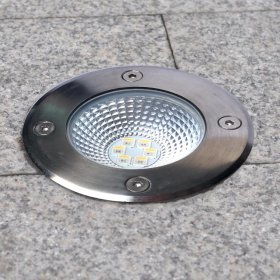 Luminaria empotrada a piso IP65, 12-24V 6W, RGB y Blanco Cálido 