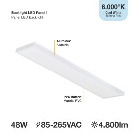 Panel BACKLIGHT LED 48W, 30 x 120cm, 48W, blanco Frío, Aplicar