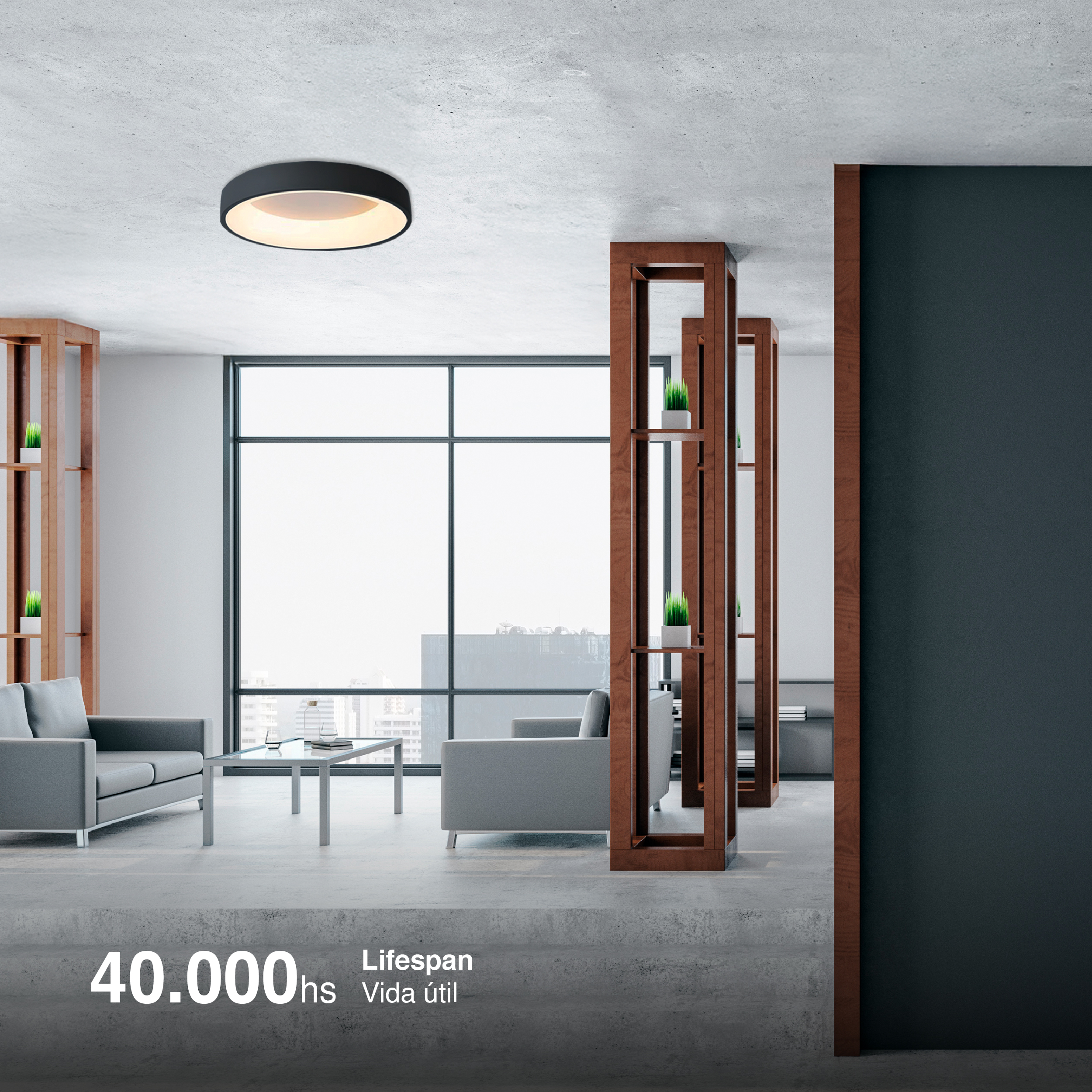 Panel LED Smart Redondo Negro Ø60x9cm 60W 270mA CCT, de Aplicar