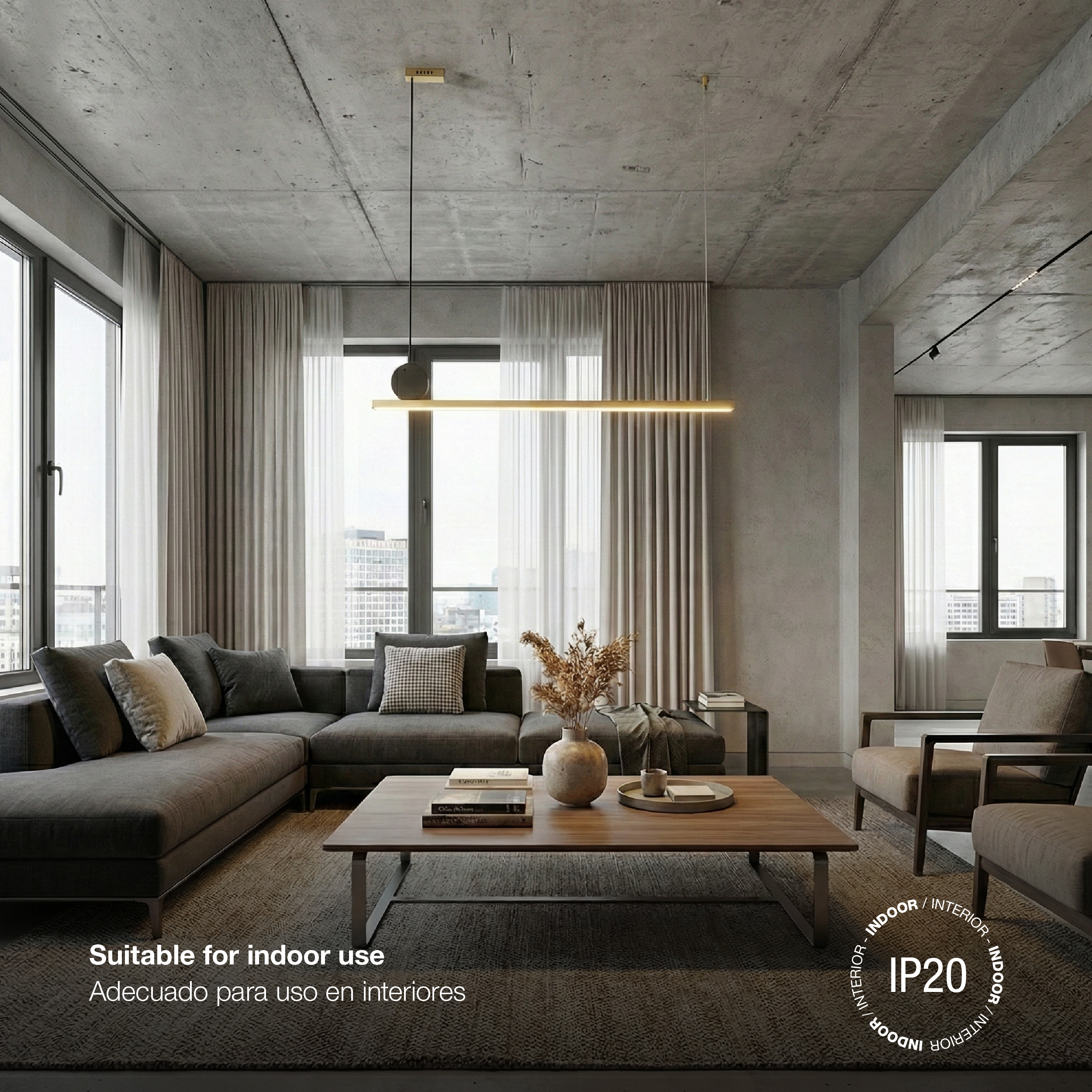 Lámpara LED Suspendida Cobre Ø1,18cm, 72W Blanco Cálido 3000K, 2448lm