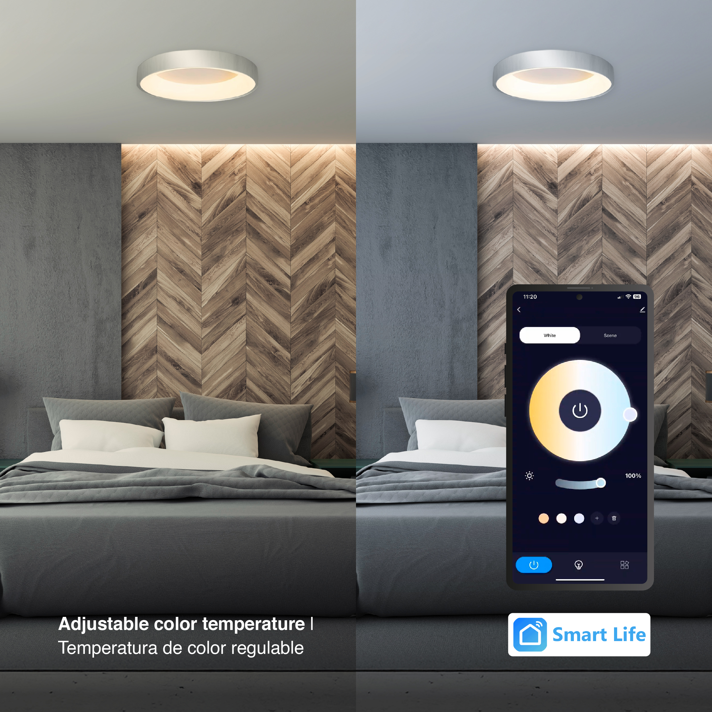 Panel LED Smart Redondo Níquel Ø38,2x9cm 32W 140mA CCT, de Aplicar