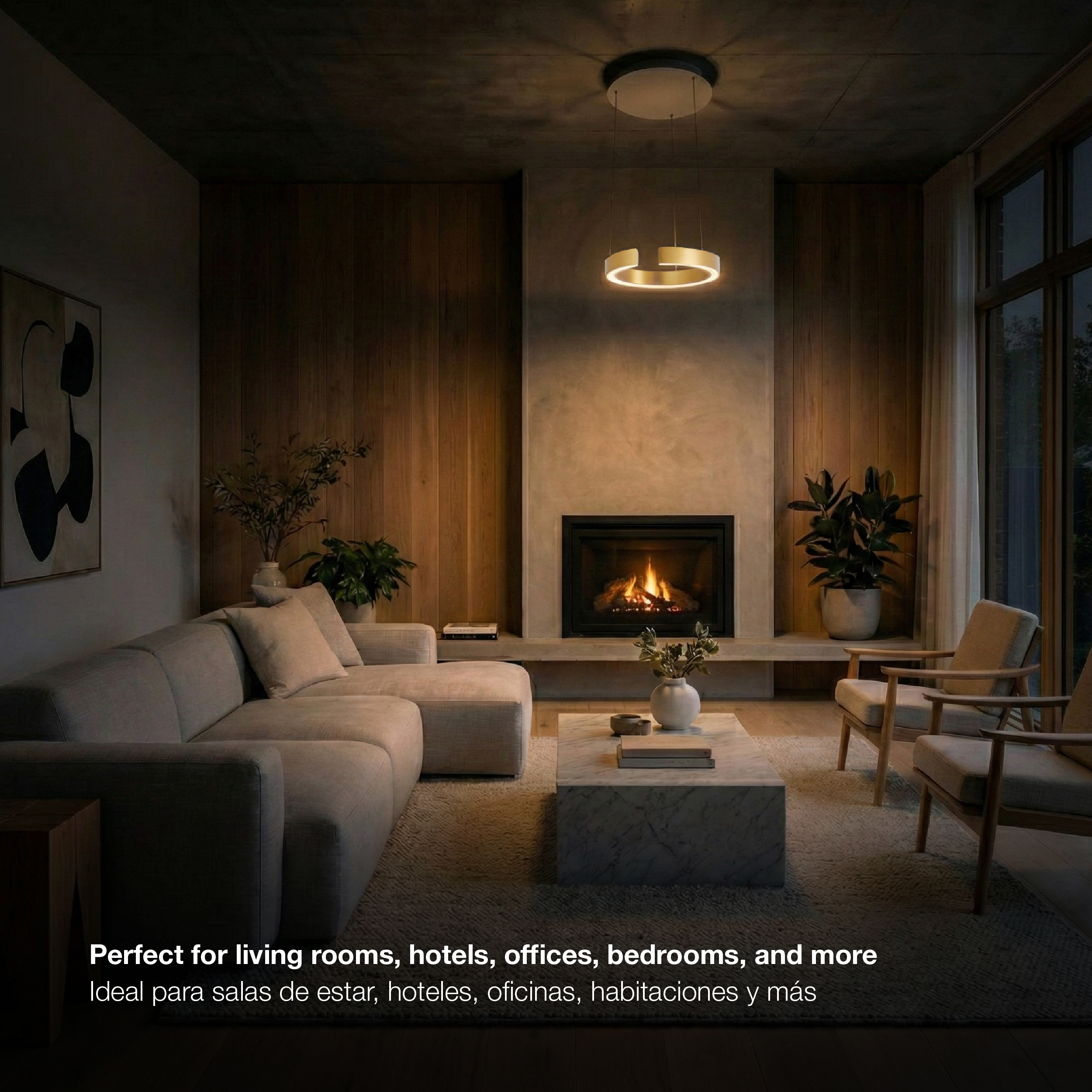 Lámpara LED Suspendida Oro Rosa, Ø40x52cm, 28W CCT Variable 3000-6500K