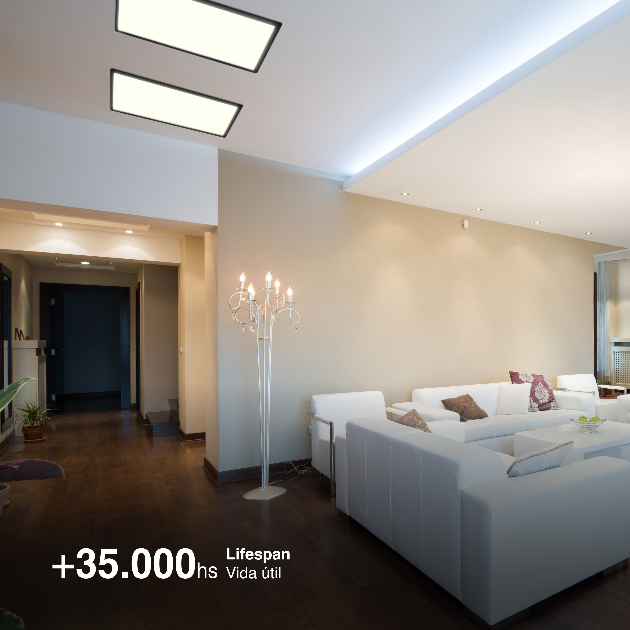 Panel LED BACKLIGHT de 60x60x3.8cm Negro 48W 4800lm Blanco Neutro 4.000K, Aplicar