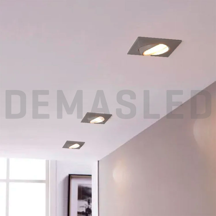 Spot Móvil Cromado 9x9cm Corte 6.5cm Lámparas GU10 y MR16