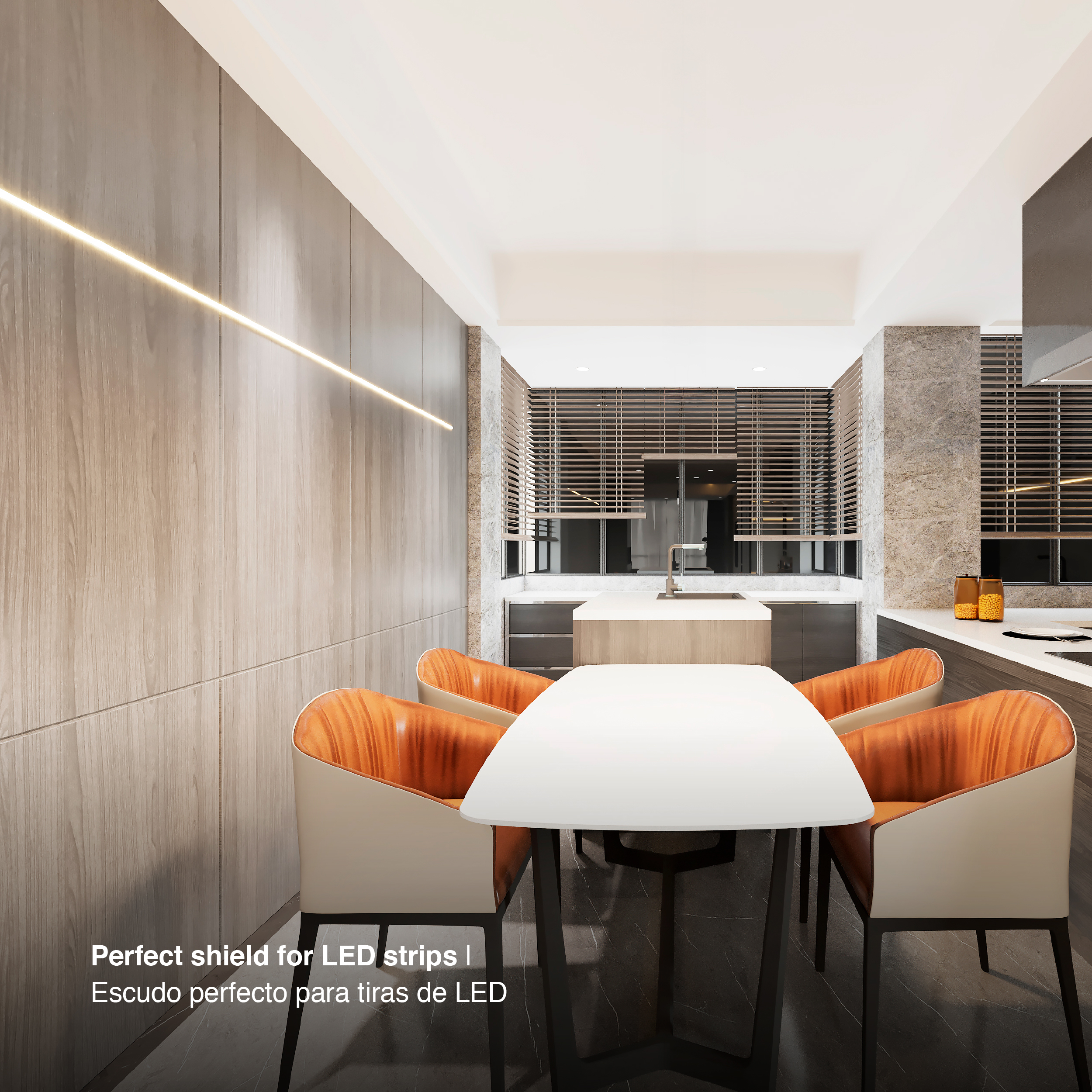 Perfil de Aluminio Flat 16.8x6,6mm Anodizado, Cover trasnparente x2m