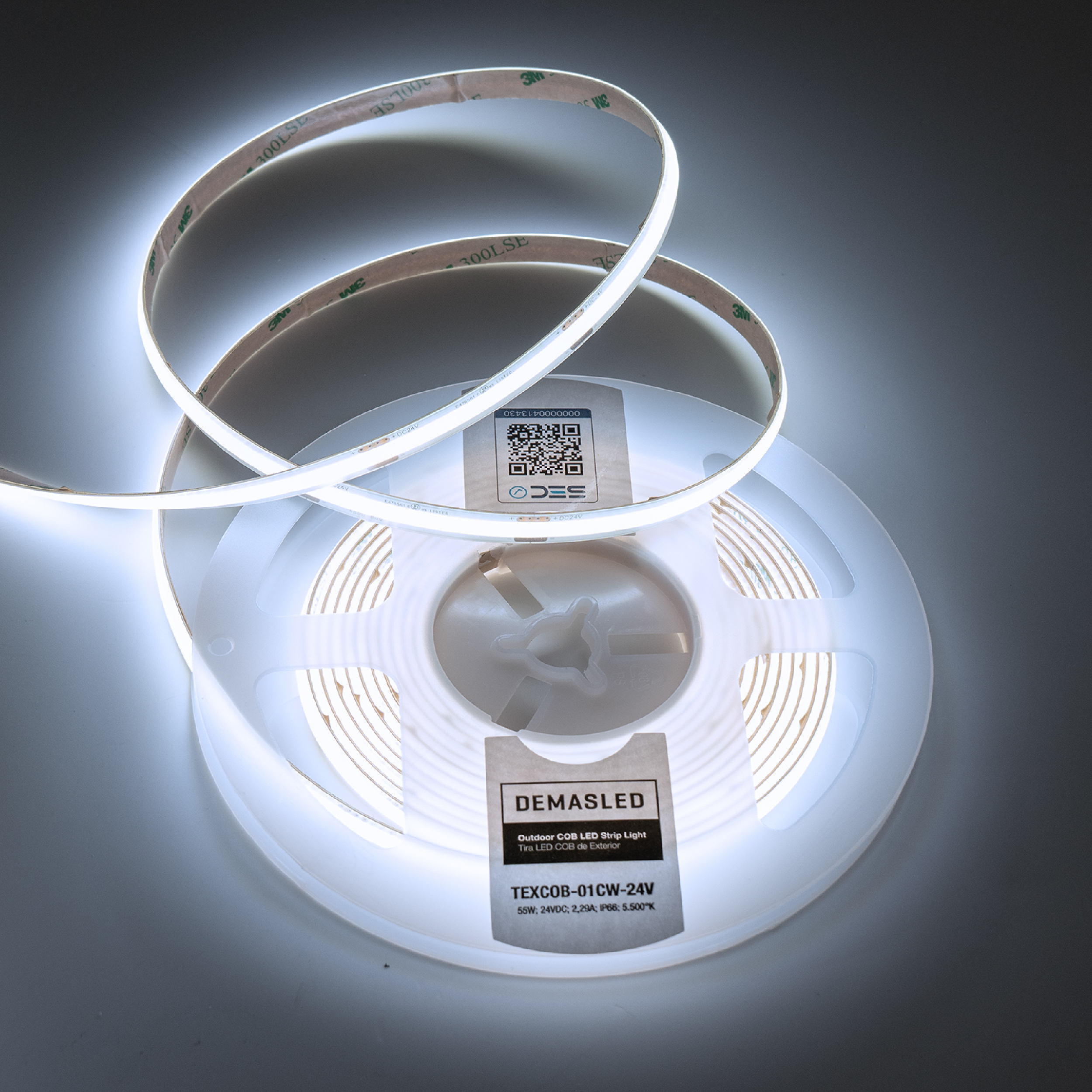 Tira LED COB 24V 11W/m Blanco Frío 1100lm/m 480 LEDs/m 8mm IP65, 5m