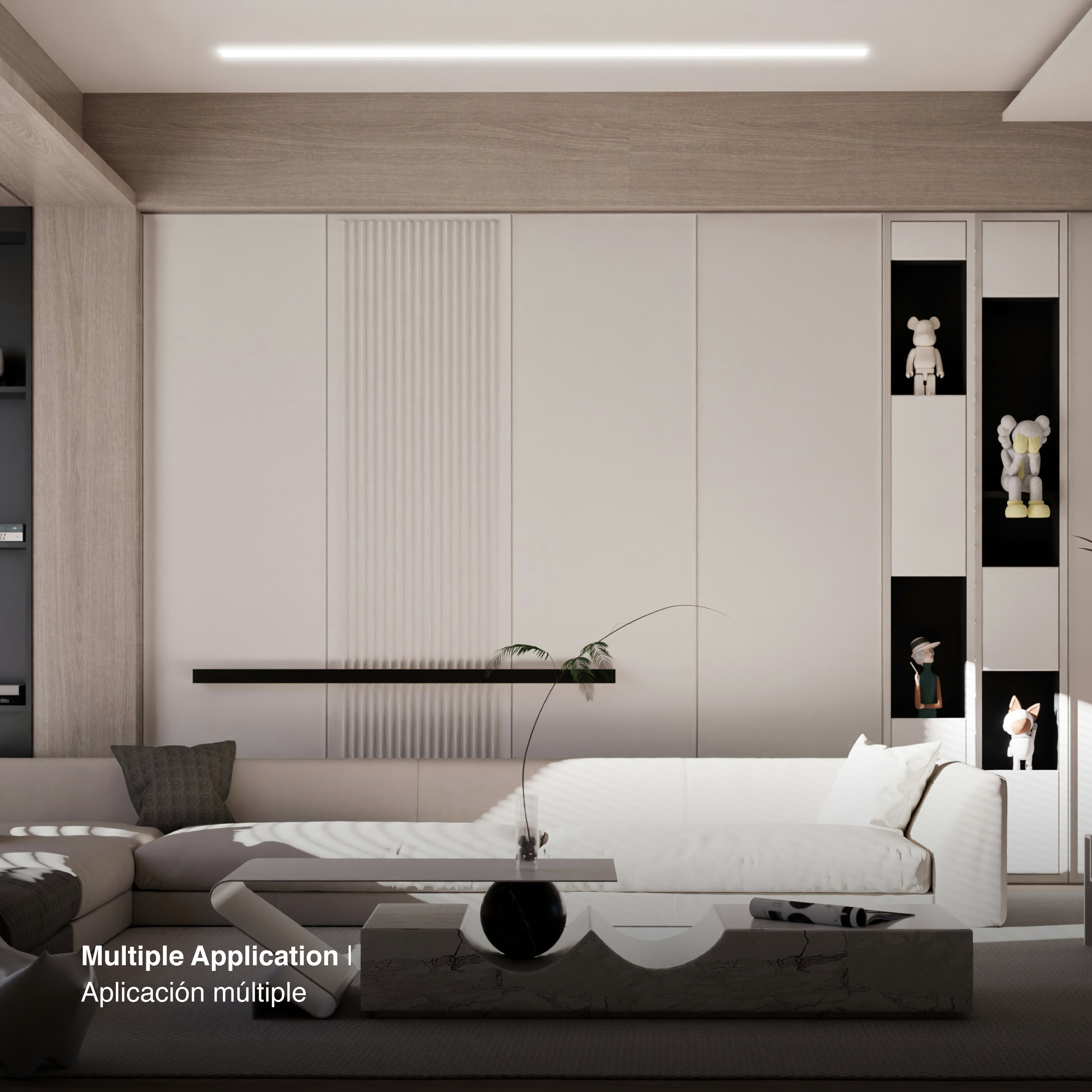 Perfil de Aluminio de Embutir 61x14mm Anodizado, Cover Opal Blanco x2m