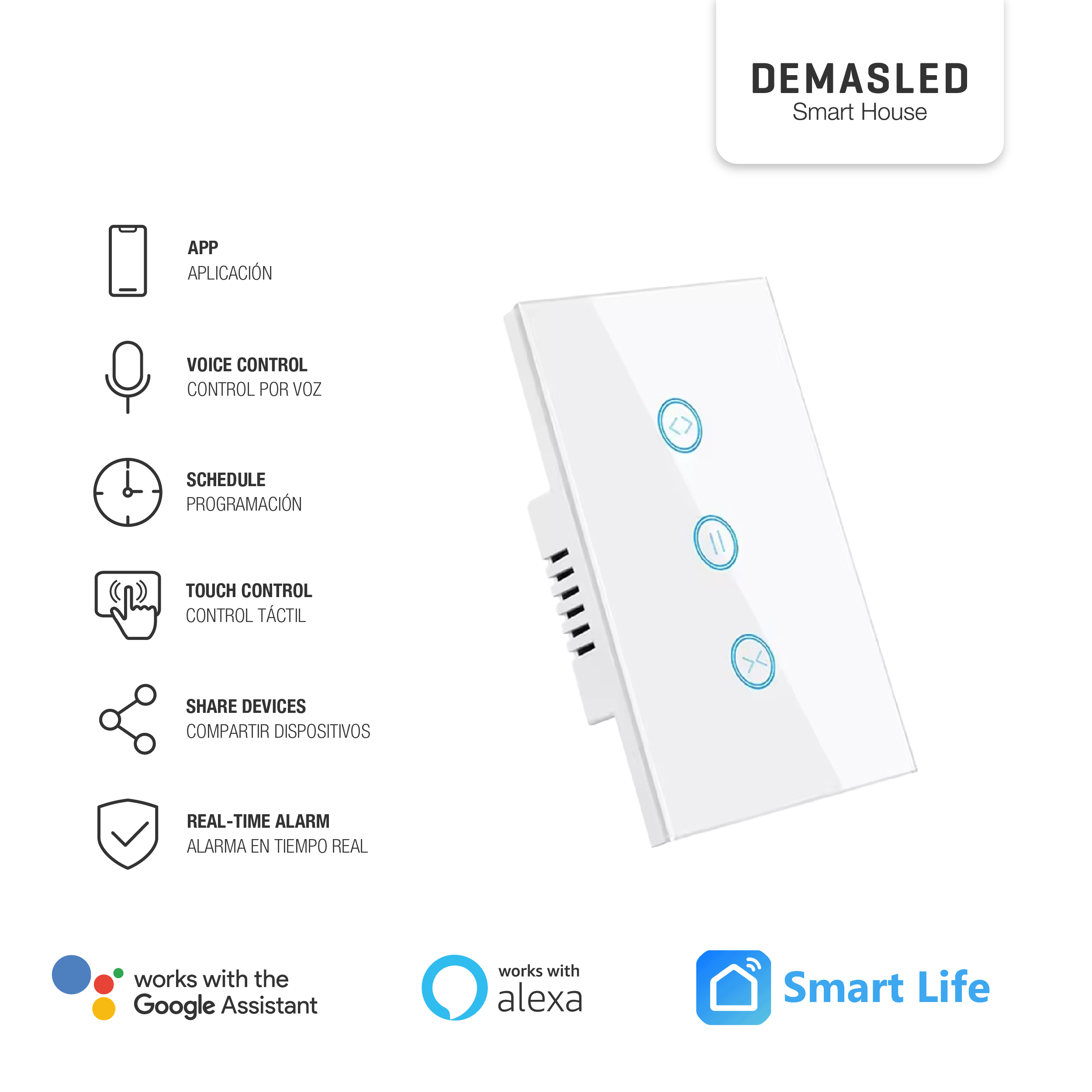 Tecla Smart WiFi Switch de Cortina Blanco
