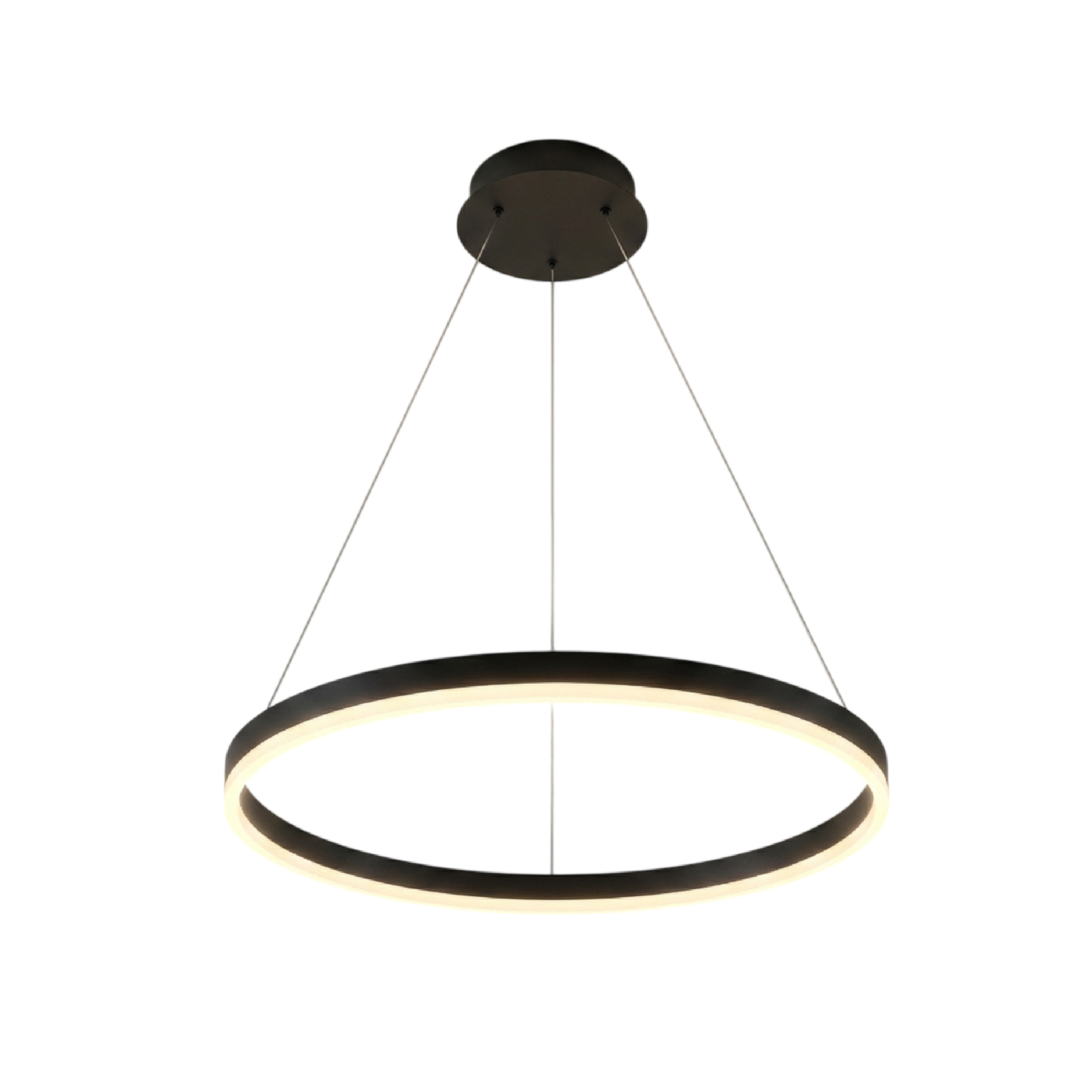 Lámpara LED Suspendida Aro Negro Ø80cm, 48W Blanco Cálido 3000K, 3264lm