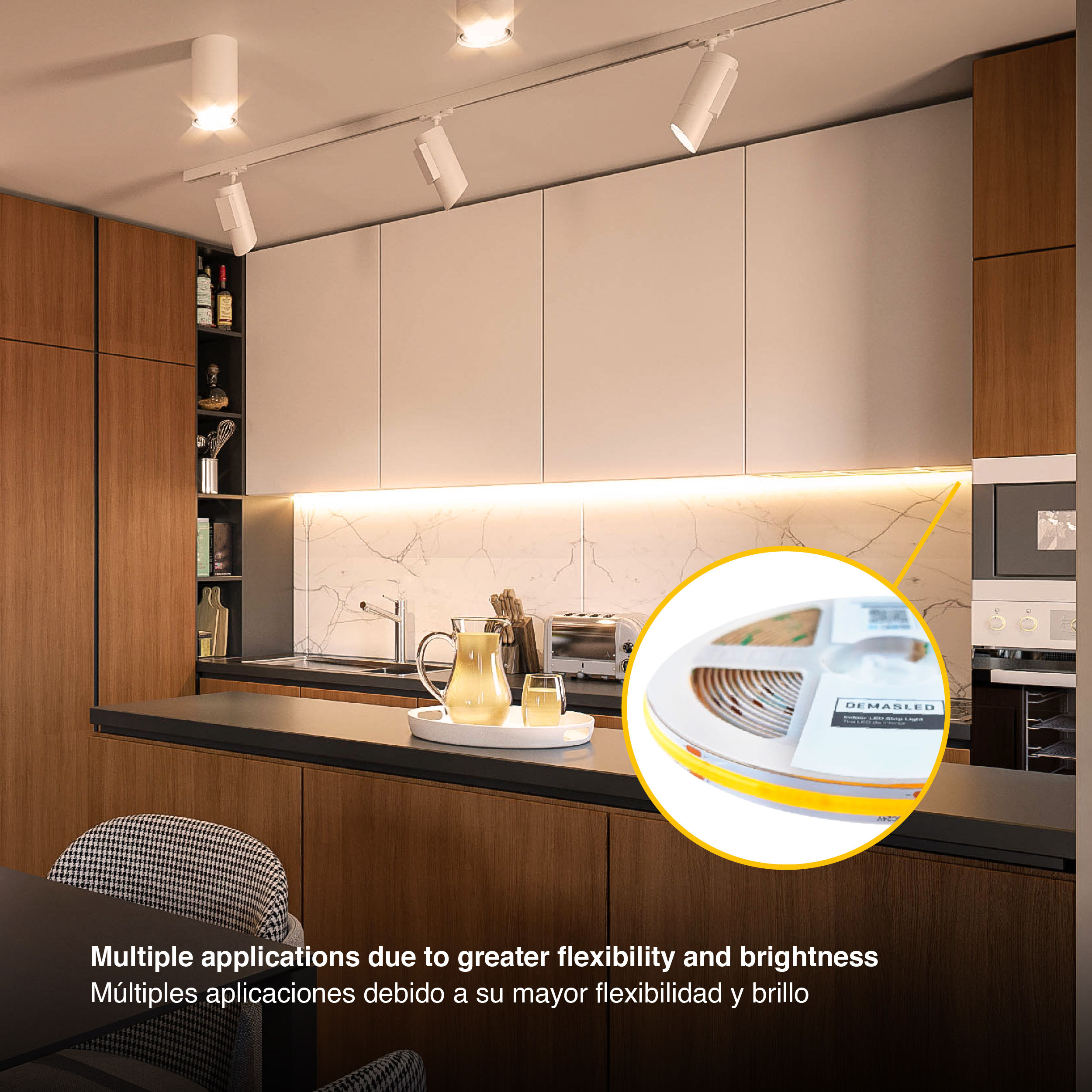 Tira LED COB 24V 15W/m Blanco Cálido 1500lm/m 528 LEDs/m, 10mm PCB IP33 x5m