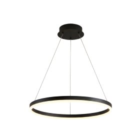 Lámpara LED Suspendida Aro Negro Ø60cm, 36W Blanco Cálido 3000K, 2448lm