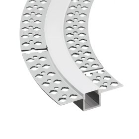Perfil de Aluminio Flexible con Alas de Embutir 56x15mm Anodizado, Cover Opal Blanco x2m