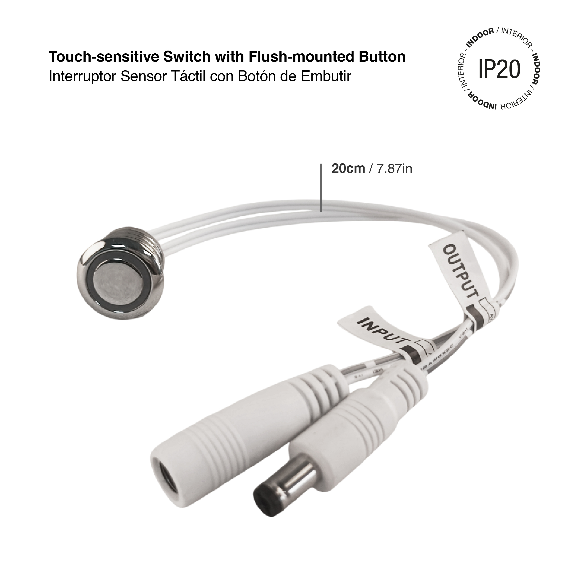Interruptor Sensor Táctil Botón de embutir 20cm DC12-24V