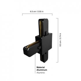 Unión Rígida en T para Rieles LED Track Light Color Negro