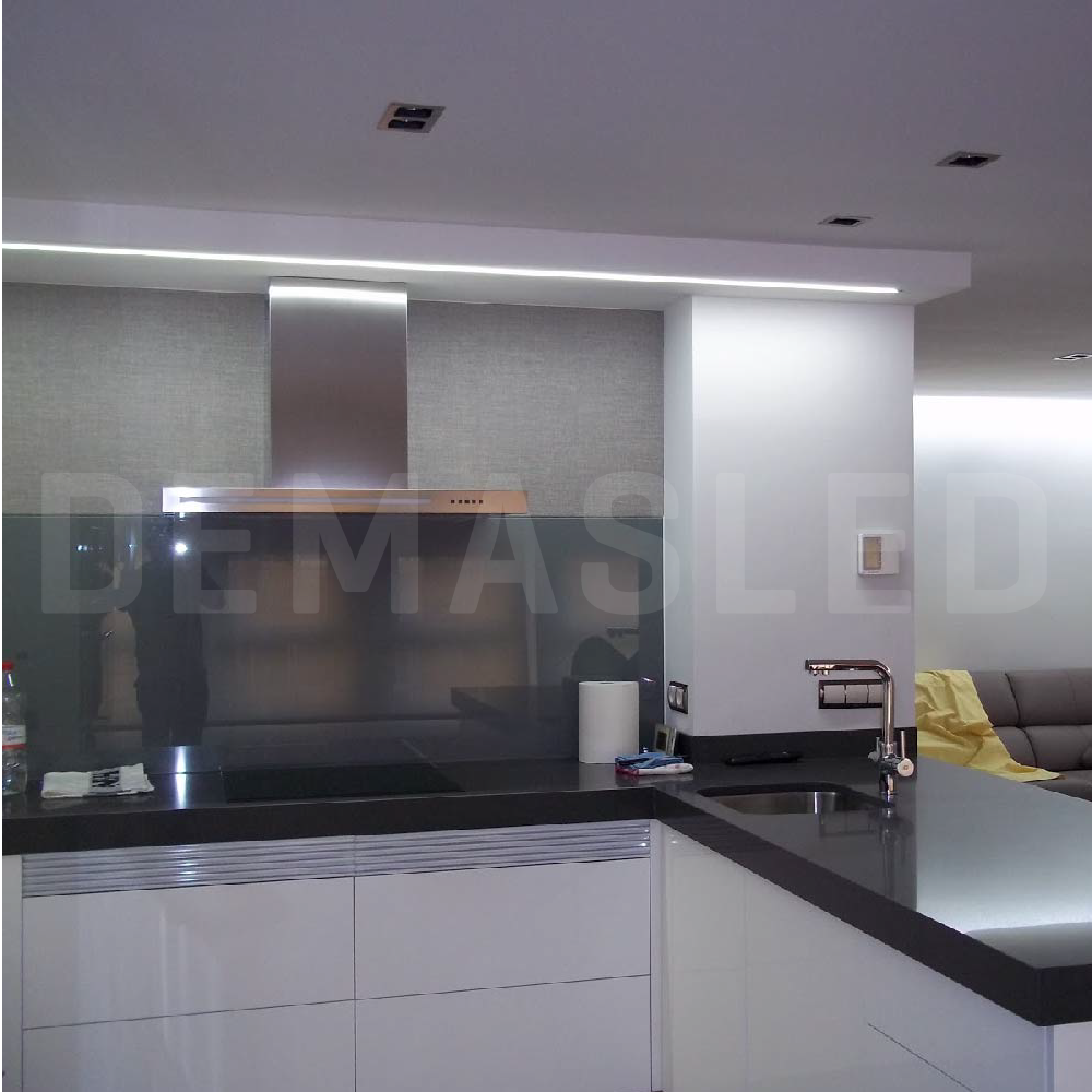 Perfil de Aluminio de Embutir 13,5x8mm Anodizado, Cover Opal Blanco x2m