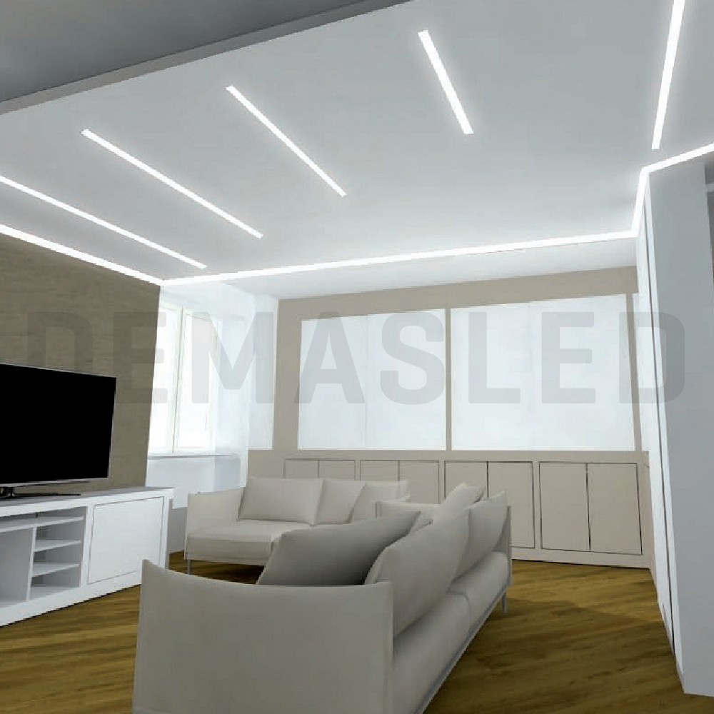 Perfil de Aluminio Linear 35x35mm Anodizado, Cover Opal Blanco x2m