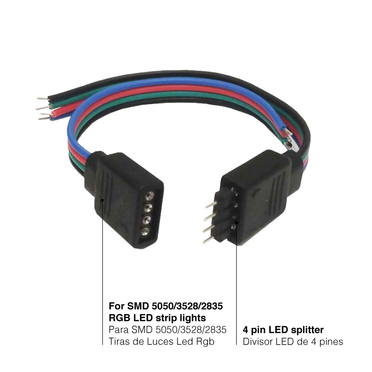 Cable conector de 4 pines para LEDs RGB (multicolor)