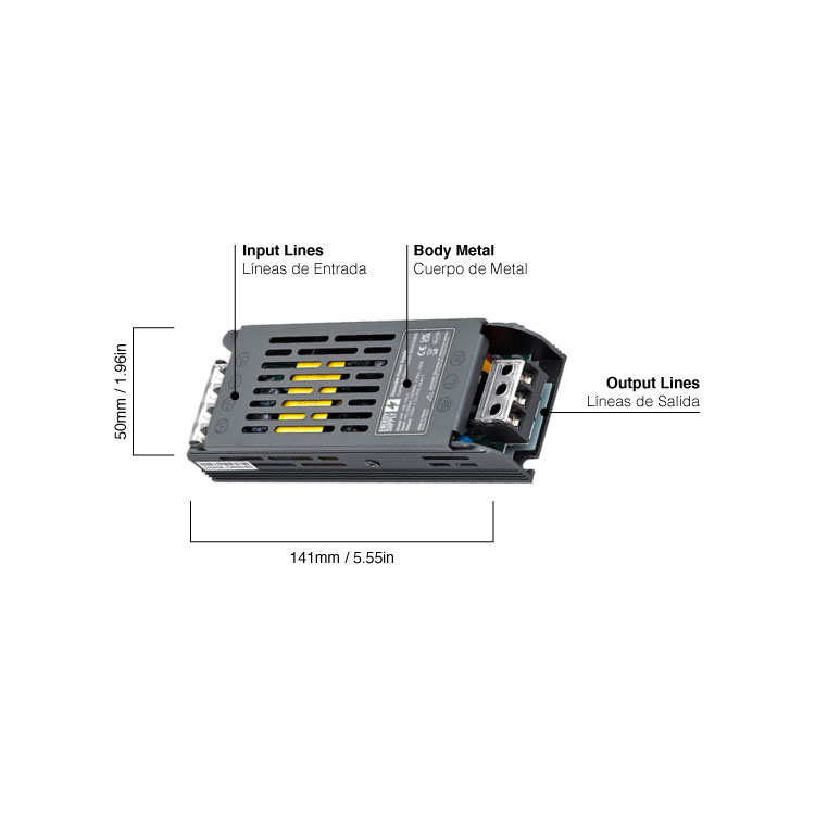Fuente de Alimentación Switching Pequeña 24V 108W 4,5A  Interior