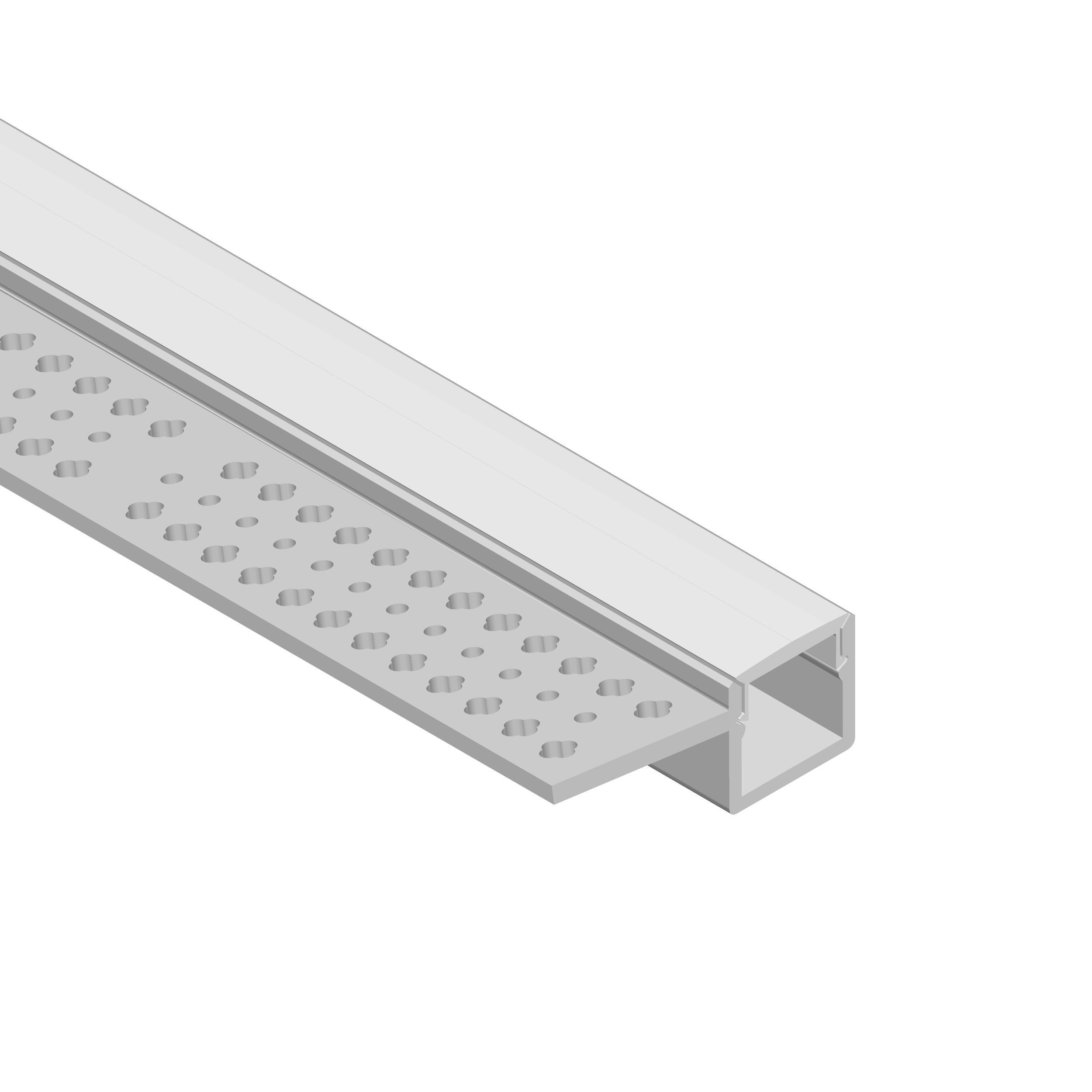 Perfil de Aluminio con Ala de Embutir 35x15mm Anodizado, Cover Opal Blanco x2m